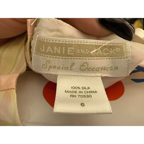 Janie and Jack 100% Silk Plaid Girls 6 Sleeveless Pastel Bow Dress - Picture 5 of 8